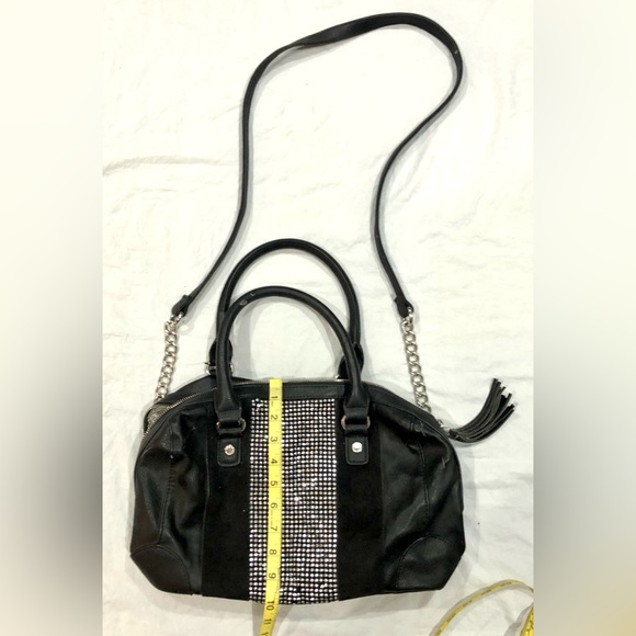 🛍STEVE MADDEN Black w/rhinestone studed bag/crossbody size15x10 good cond - Picture 7 of 9